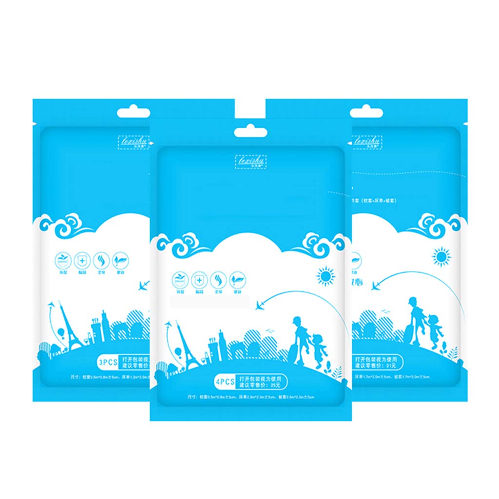 WMQ Disposable Sterile Travel Bed Sheets - 3 Piece Hypoallergenic Bedding Set for Hotels, Camping & Airplanes | Portable, Sanitary Sleep Solution
