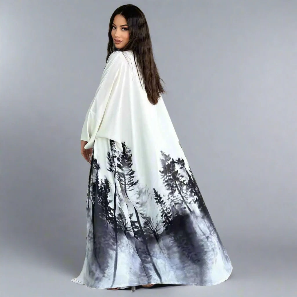 Stylish Tie-Dye Muslim Women's Cardigan Open Abaya Dress - Perfect for Prayer, Modest Fashion & Everyday Wear