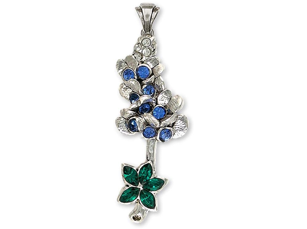Bluebonnet Pendant Necklace - Handmade Sterling Silver Texas Wildflower Jewelry for Women - Perfect for Gifts, Weddings & Everyday Wear (BB8-P)