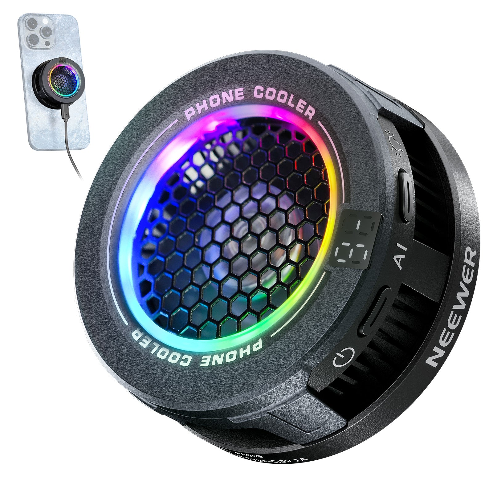 NEEWER BASICS PA069 Magnetic Phone Cooler Fan - Portable Cooling Fan for iPhone Android Smartphones - Perfect for Gaming, Streaming & Overheating Protection