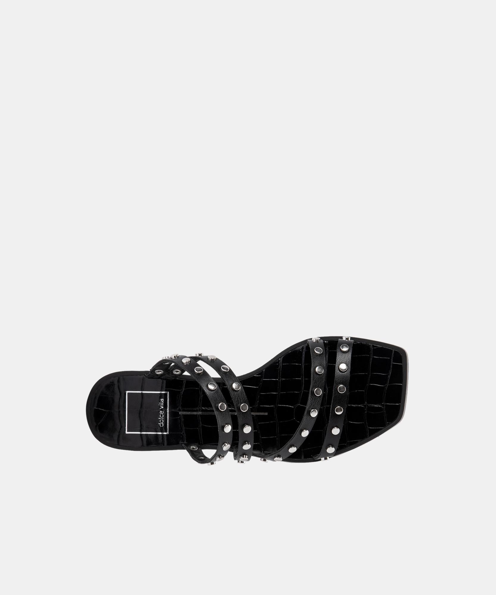 IZABEL Studded Sandals for Women - Black Stella | Comfortable & Stylish Summer Sandals for Beach, Party & Casual Outfits