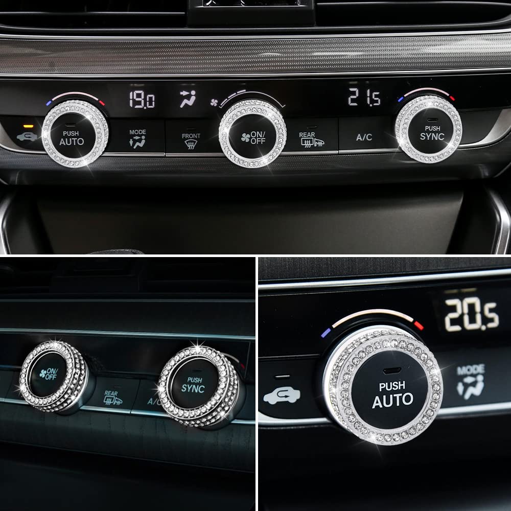 PIFOOG Crystal AC Knob Covers for Honda Accord 2018-2020 (10th Gen) - 3PCS Interior Trim Accessories - Perfect for Sedan, Sport, EX, EX-L & LX Models - Upgrade Your Car's AC Controls with Stylish Protection