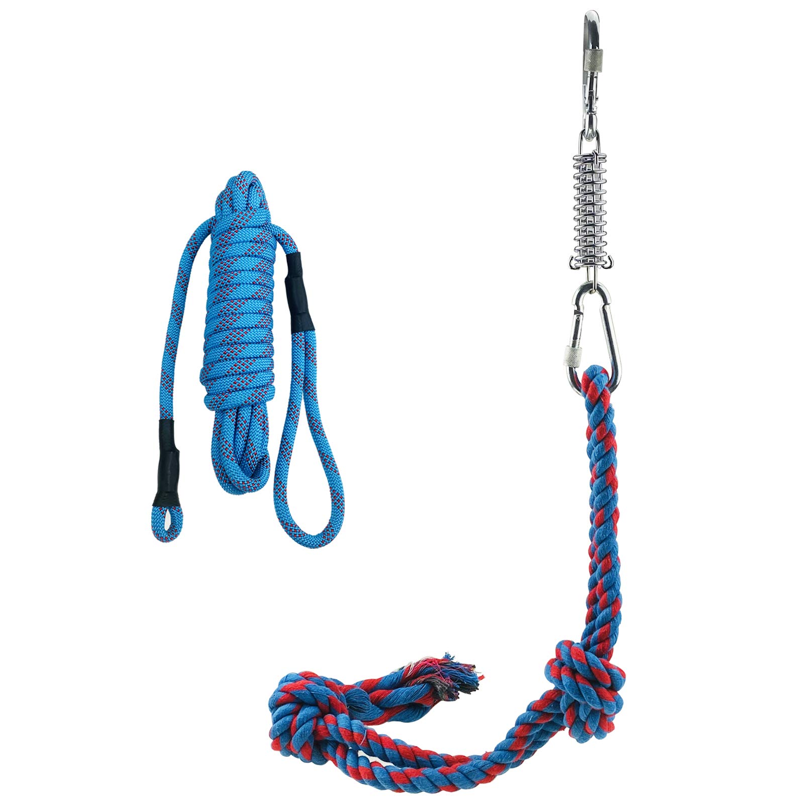 Durable Bungee Dog Tug Toy - Interactive Spring Hanging Chew Toy for Puppy Training, Bite Resistance & Pull Exercise | Outdoor Play, Solo Entertainment & Tug of War Games (Blue)