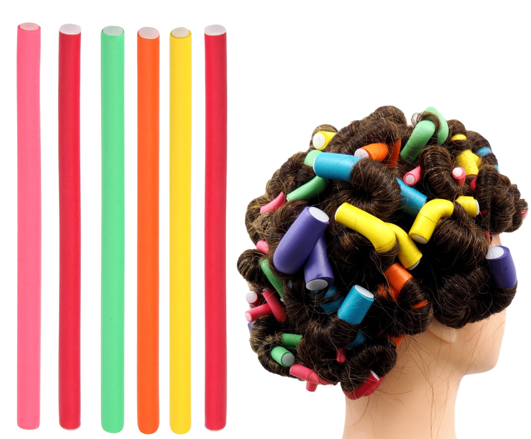 Nyamah Soft Foam Twist Flexi Rods Hair Curler Set - 6 PCS Multicolor Hair Rollers for DIY Styling, Curling Sticks for Natural Waves & Curls - Perfect for Home, Salon, and Travel Hair Care