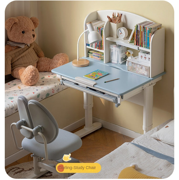 Solid Wood Poplar Kids Study Desk - Adjustable Height Children's Writing Table for Homework & Drawing - Perfect for Bedroom, Homeschool & Classroom Learning