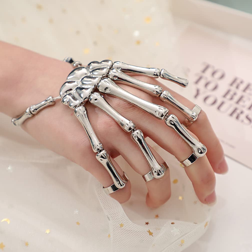 Gothic Skull Bracelet for Men & Women - Alloy Skeleton Bangle for Cosplay & Halloween