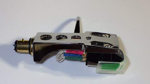 Chrome Plated Headshell with Audio Technica Cartridge & Elliptical Stylus Needle - Compatible with SANYO TP-1010, TP-80SA, TP-1030, TP-1005, TP-1012, TP-91S, TP-725, TP-20, TP-700SA - Perfect for Vinyl Record Players & Turntable Upgrades - Includes FREE MyNeedleStore Cleaning Cloth