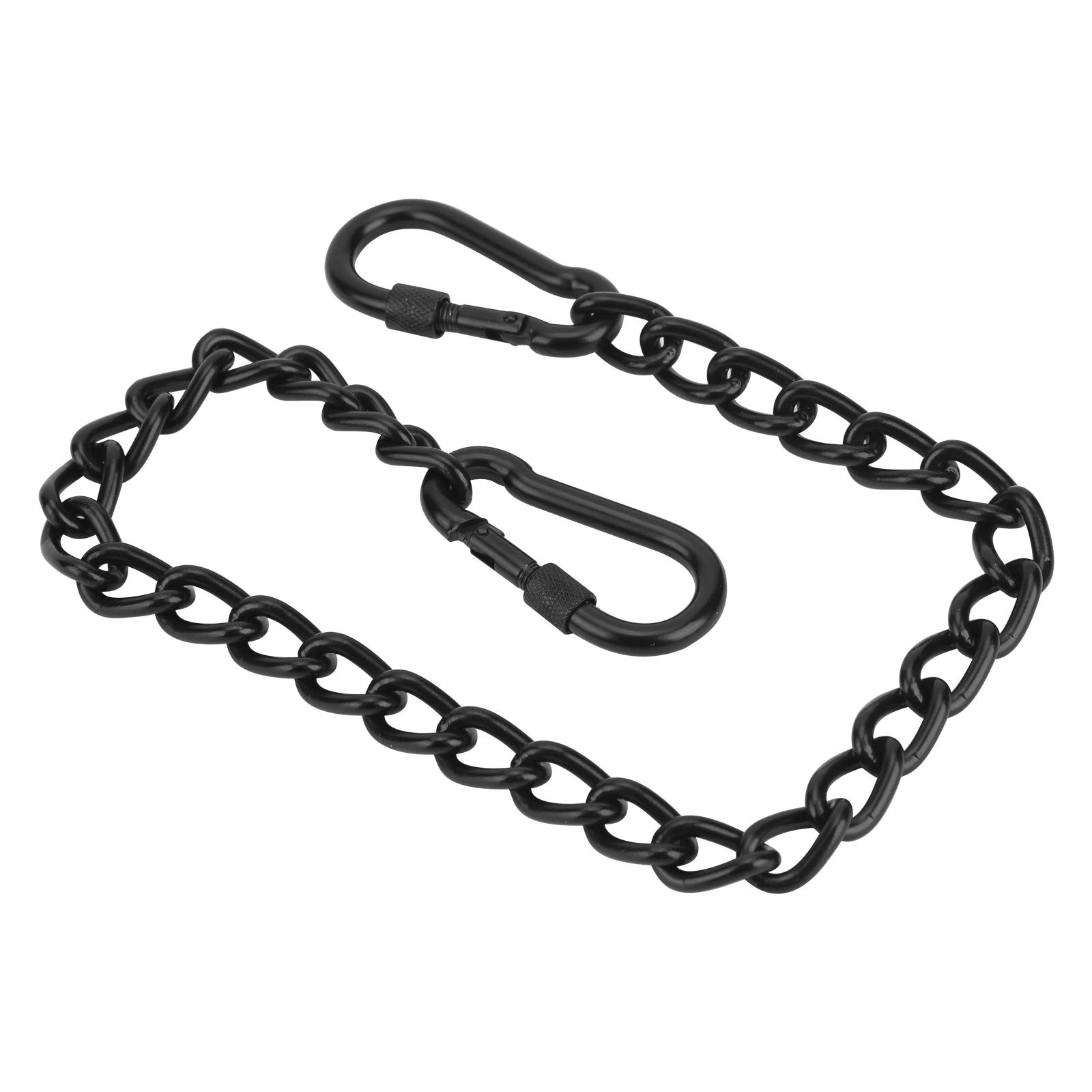 Heavy Duty Swing Chair Hanging Chain with 2 Carabiners - 330LB Capacity for Porch Swing, Hammock, Rope Swing, Tire Swing & Punching Bags - Indoor/Outdoor Ceiling Mount Hardware (Black) - Perfect for Backyard Relaxation, Kids Play Area & Home Gym Setup