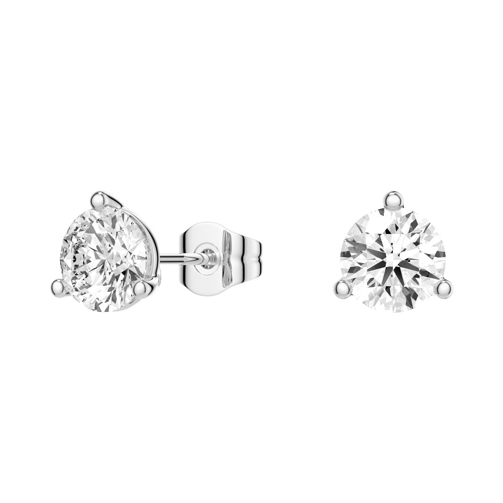 2 Carat (2ctw) Round Moissanite Stud Earrings - 3 Prong Solitaire Setting - Hypoallergenic Sterling Silver/Gold - Perfect for Weddings, Anniversaries & Everyday Wear