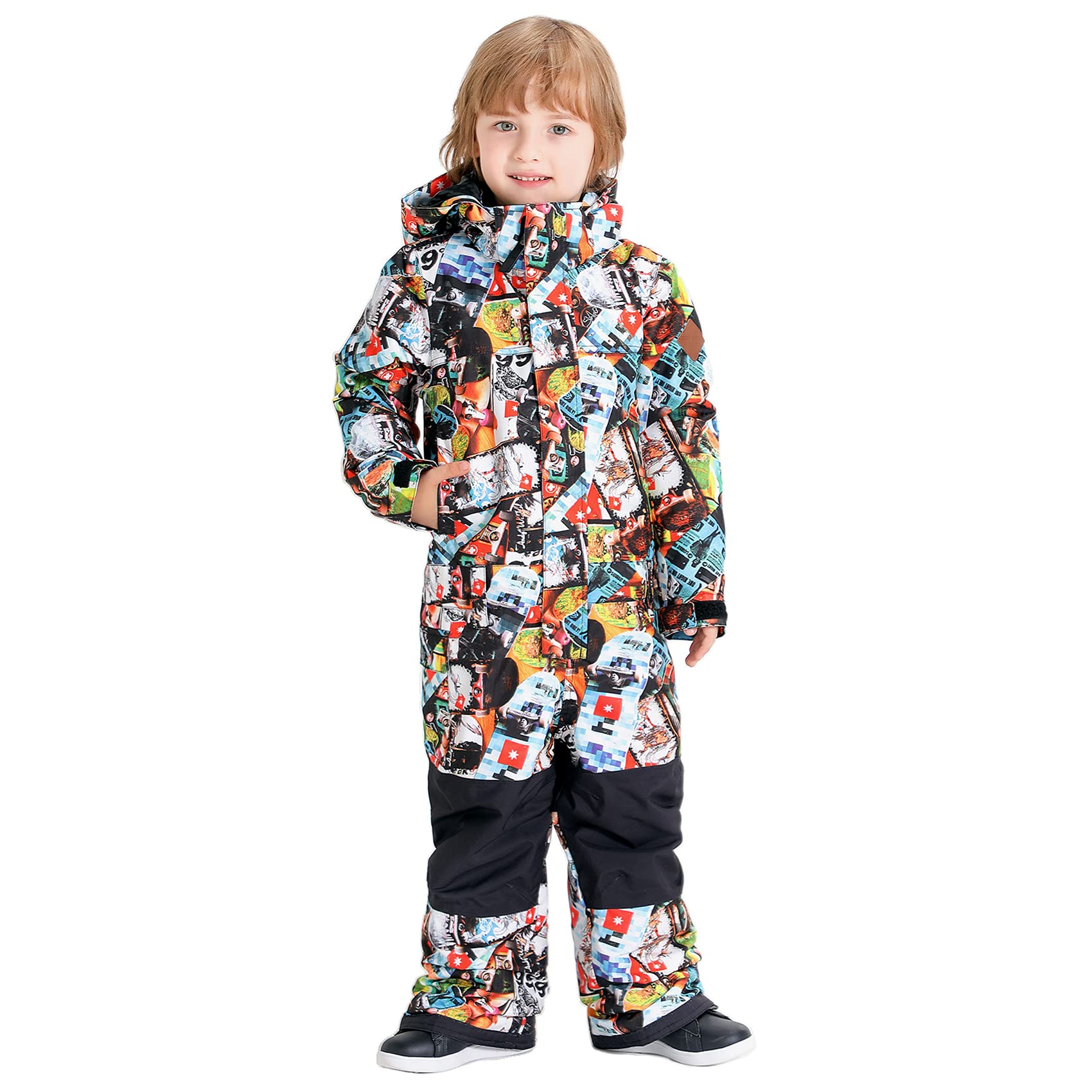 GSOU SNOW Kids Waterproof Ski Suit - Boys & Girls One-Piece Snowsuit for Skiing, Snowboarding | Windproof Winter Jumpsuit Coveralls for Outdoor Snow Play & Cold Weather Activities