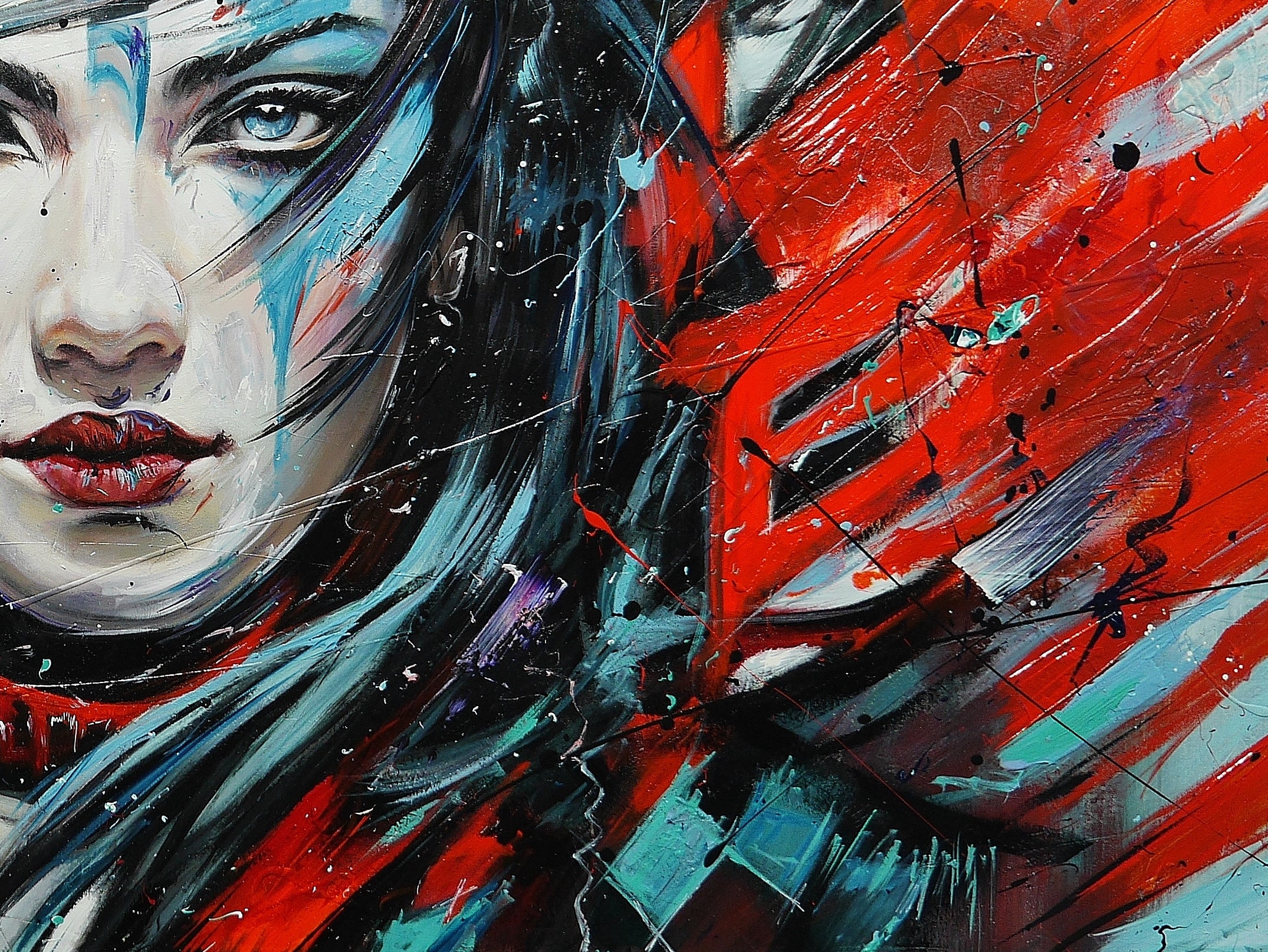 Brave and Beautiful Abstract Realism Textured Framed Painting - 190cm x 100cm - Mahou Sourcery Artwork - Perfect for Living Room, Bedroom or Office Wall Decor