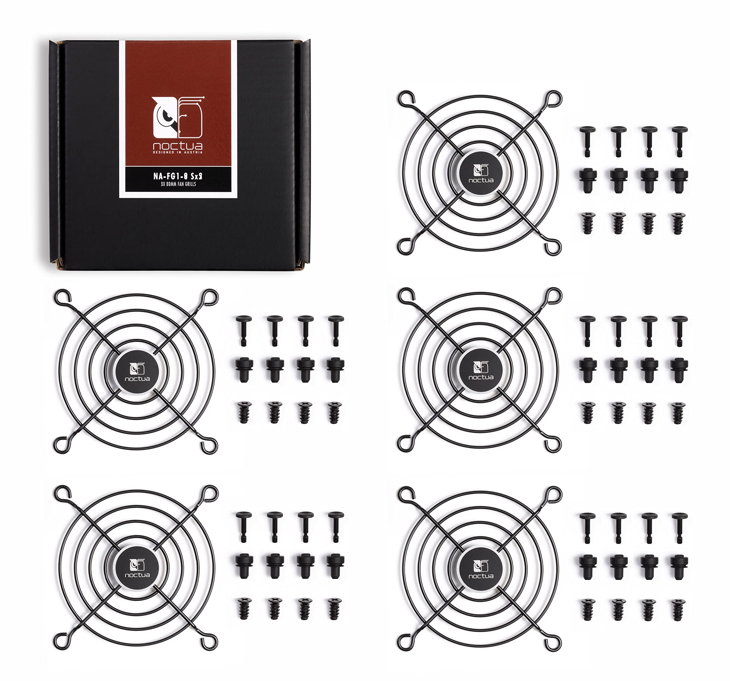 Noctua NA-FG1-8 Sx5 - Premium 80mm Fan Grills Set of 5 (Black) - PC Case Cooling Protection for Gaming Rigs & Workstations