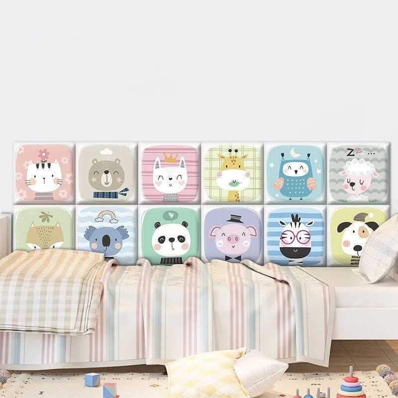 Soft Baby Farm Animal Wall Padded Safety Cushions for Kids - Nursery Decor, Playroom Protection & Toddler Safety Bumpers (Set of 4) - Perfect for Daycare, Bedroom & Play Areas