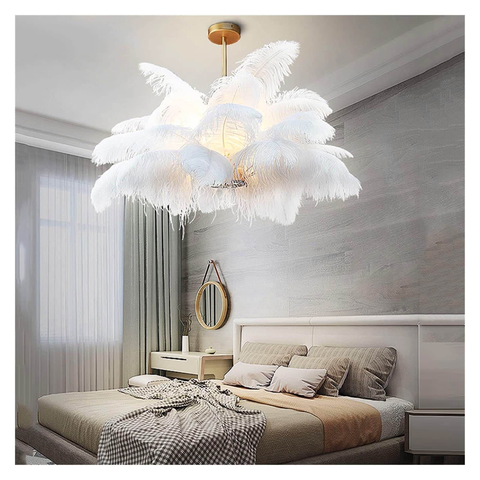 Modern LED Feather Chandelier - 80cm Hanging Light for Living Room & Bedroom