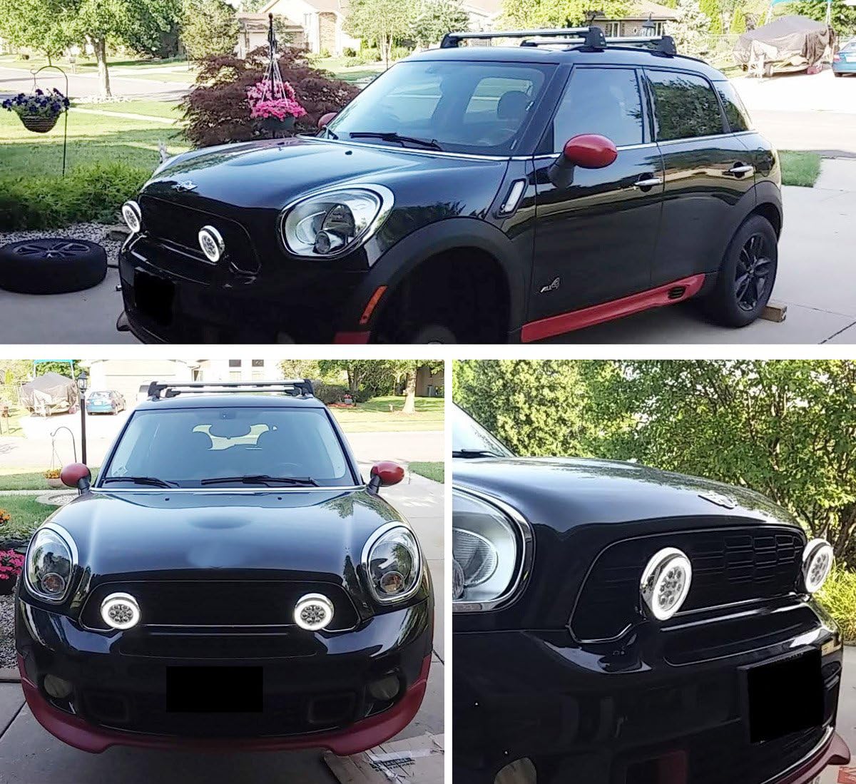iJDMTOY Black LED Rally Driving Lights for Mini Cooper - 9x 3W High Power LED Driving Lamps & 30-LED Halo Ring DRL | Off-Road, Night Driving & Style Upgrade