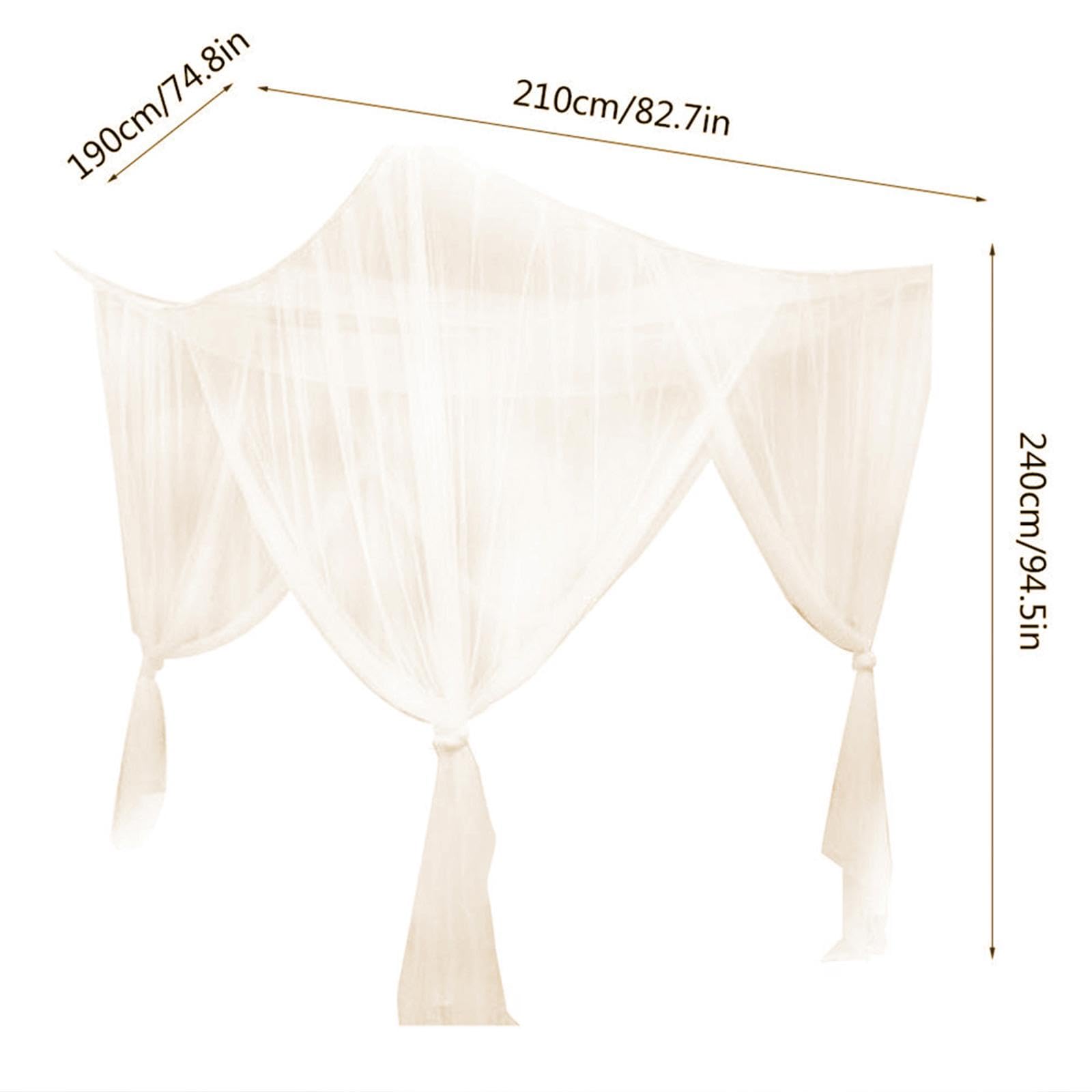 BESGA 4 Corner Post Bed Canopy Net - Elegant Hanging Bed Tent for Kids & Adults - Beige Bed Curtains for Girls' Rooms & Home Decor - Perfect for Nursery, Bedroom & Sleepovers
