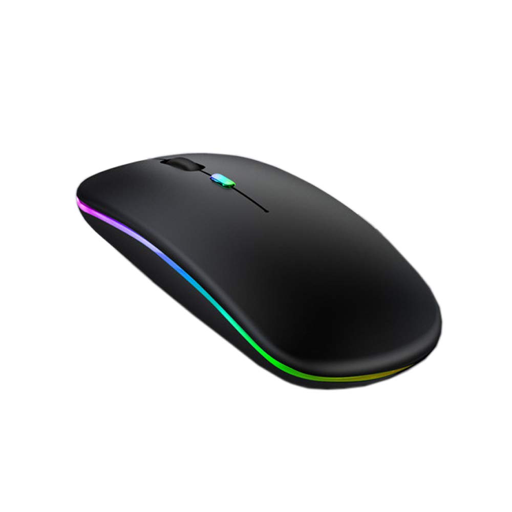 S & E TEACHER'S EDITION Wireless Mouse - Slim Rechargeable Silent LED Optical Mouse with USB Receiver, 2.4G Portable for Laptop/PC (Matte Black) - Perfect for Classroom Teaching, Office Work & Quiet Environments