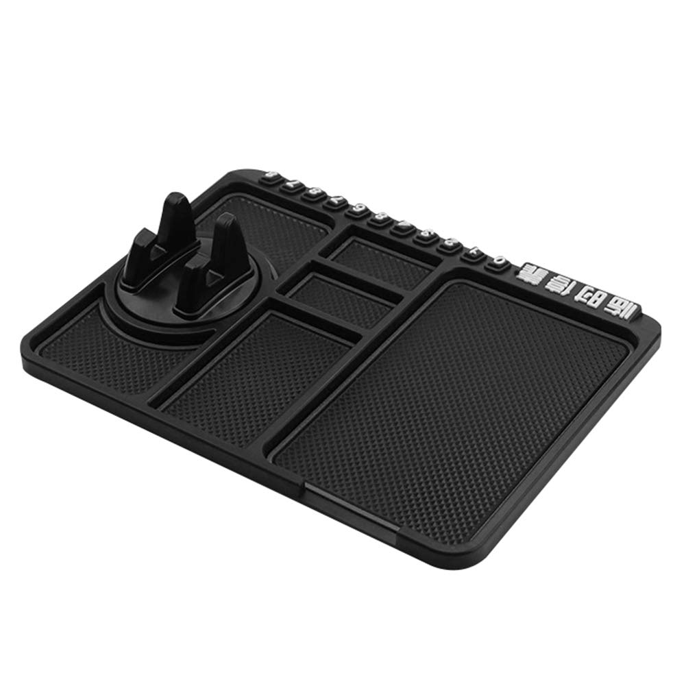Anti-Slip Car Dashboard Mat & Phone Holder - Universal Non-Slip Car Accessories for Keys, Phone Stand & Organizer (Black) - Perfect for Road Trips, Daily Commute & Safe Driving