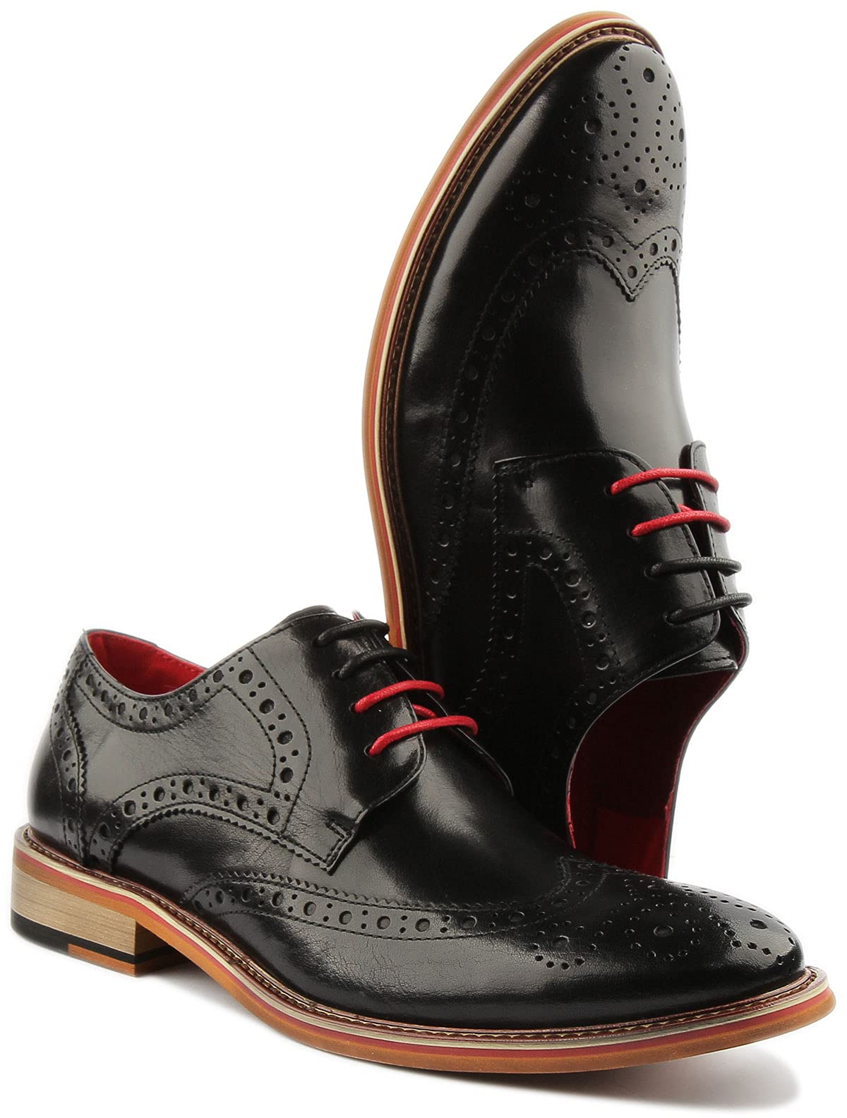 Original Justin Reece Handcrafted Genuine Leather Derby Dress Shoes for Men - UK Size 12, Classic Black - Perfect for Weddings, Business Meetings & Formal Occasions