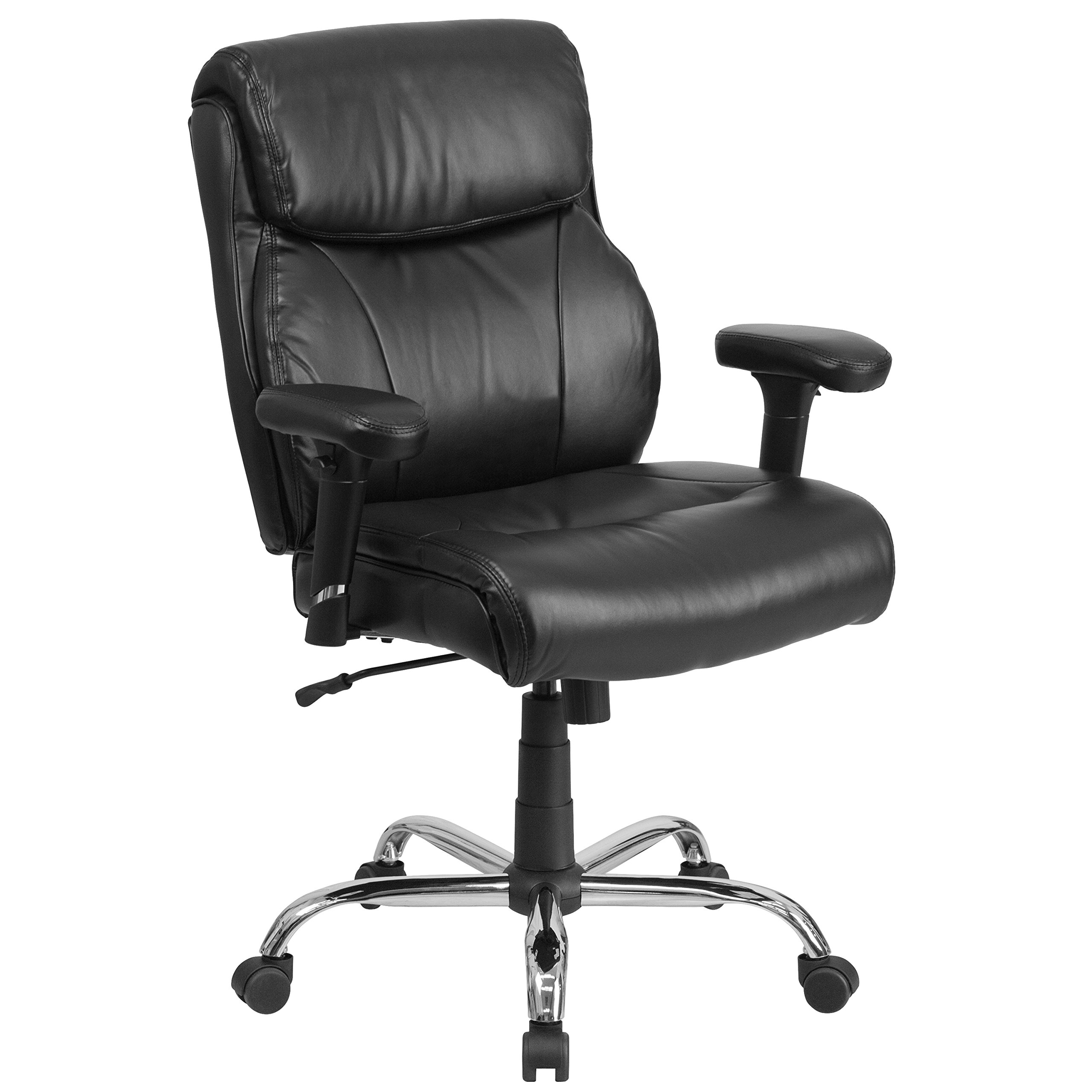 Flash Furniture HERCULES Series Big & Tall 400 lb. Capacity Black LeatherSoft Ergonomic Office Chair with Adjustable Arms - Perfect for Home Office, Gaming & Executive Workspaces