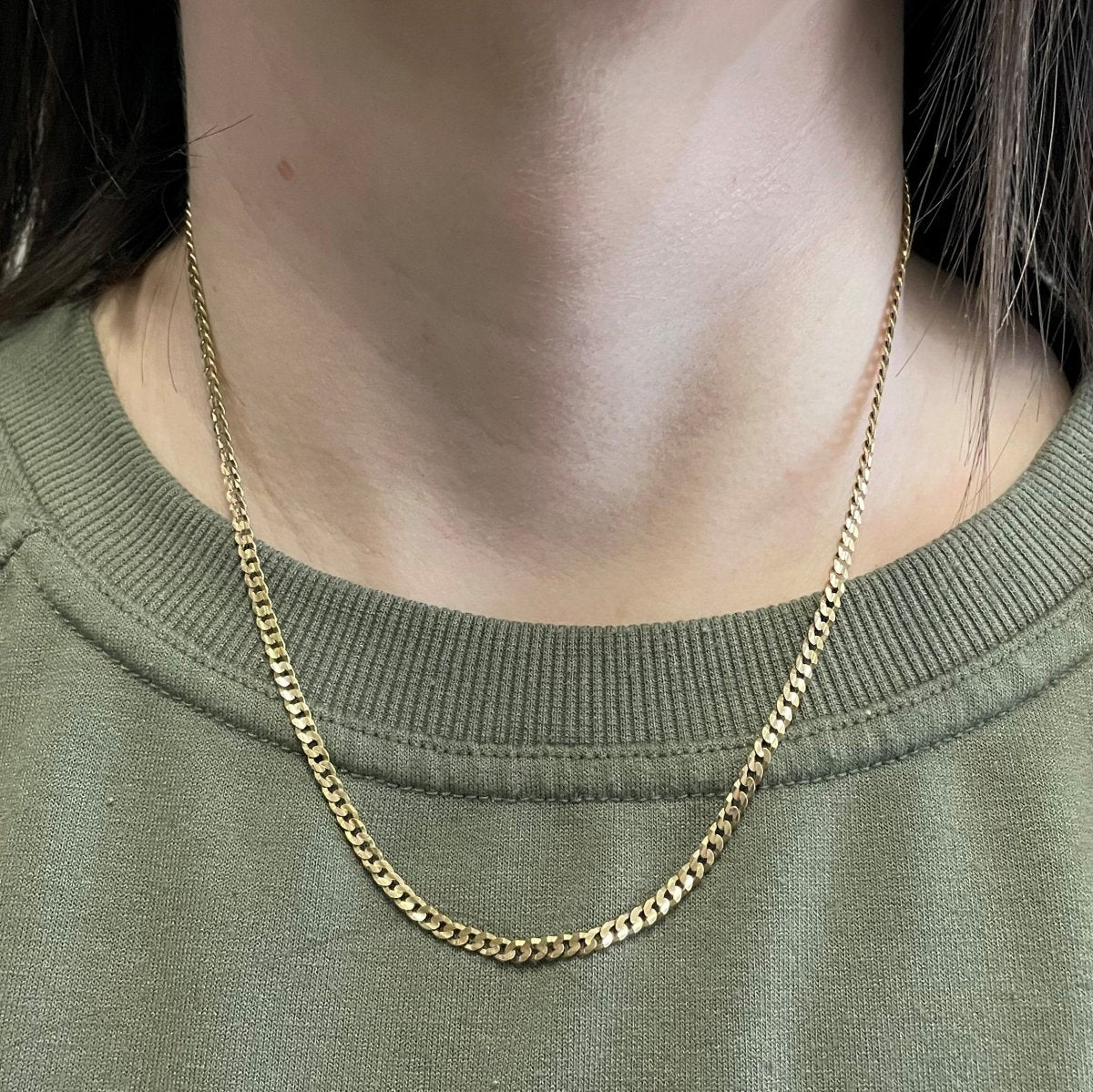 10K Yellow Gold Cable Link Chain Necklace - 18.5 Inches Solid Gold Rope Chain for Men & Women - Perfect for Layering, Gift Giving, and Everyday Wear