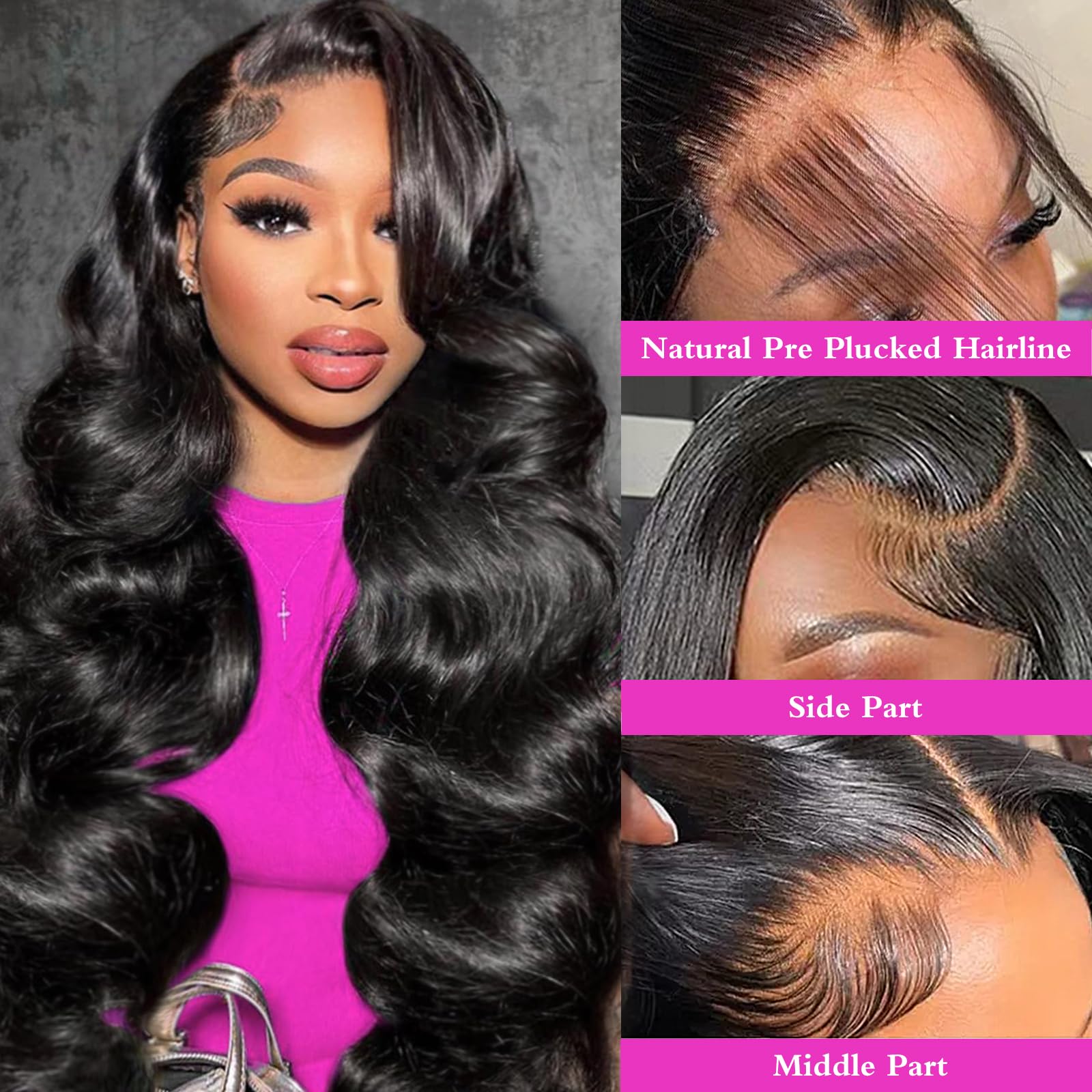30 Inch Body Wave Lace Front Wigs Human Hair - Pre Plucked HD Lace Frontal Glueless Wig 180 Density 13x4 Lace Front Wig with Baby Hair - Natural Black Human Hair Wig for Women | Perfect for Daily Wear, Cosplay, Parties & Special Occasions