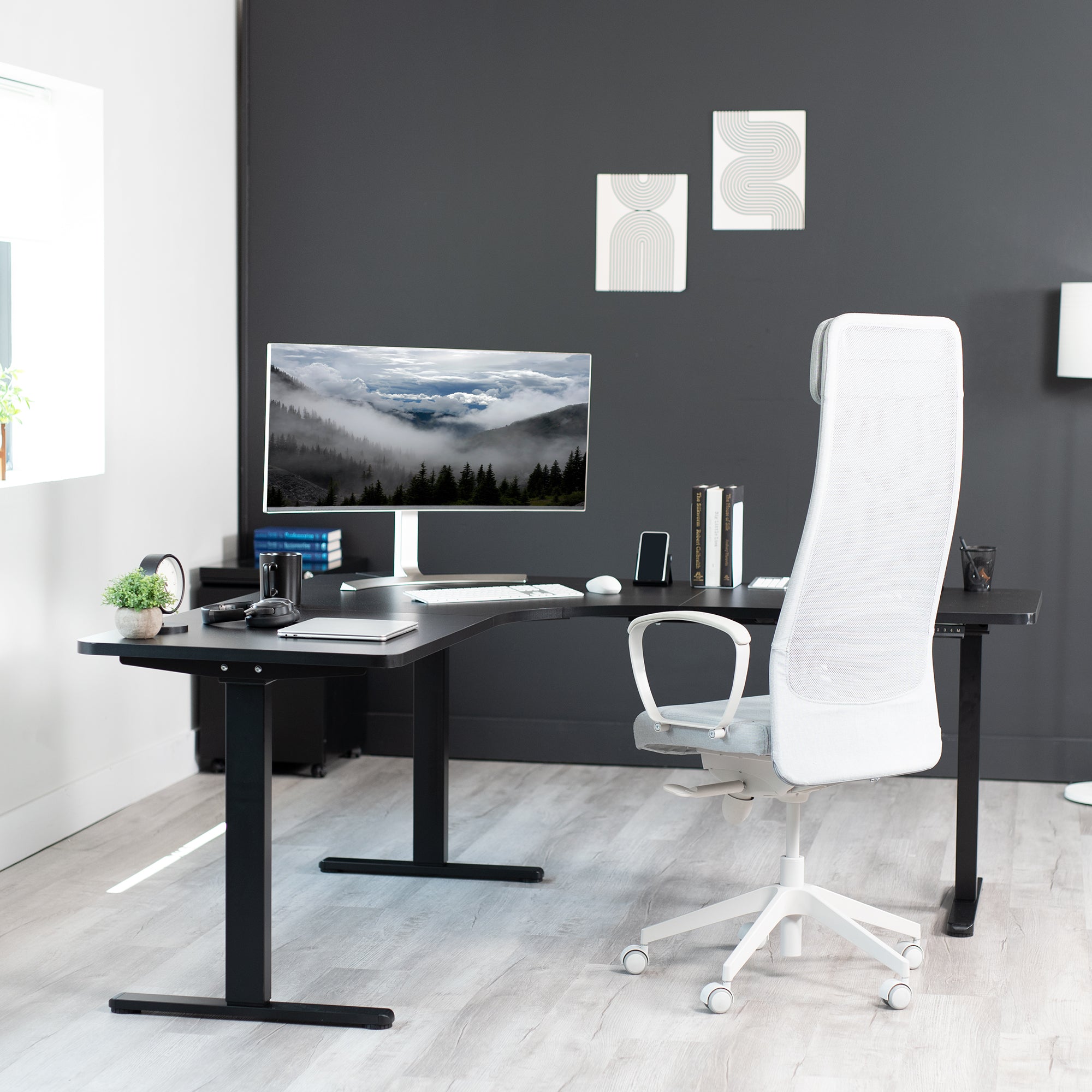 Electric Multi Motor Adjustable Corner Desk Frame with Memory Controller - Ergonomic Home Office & Gaming Setup for Comfort & Productivity