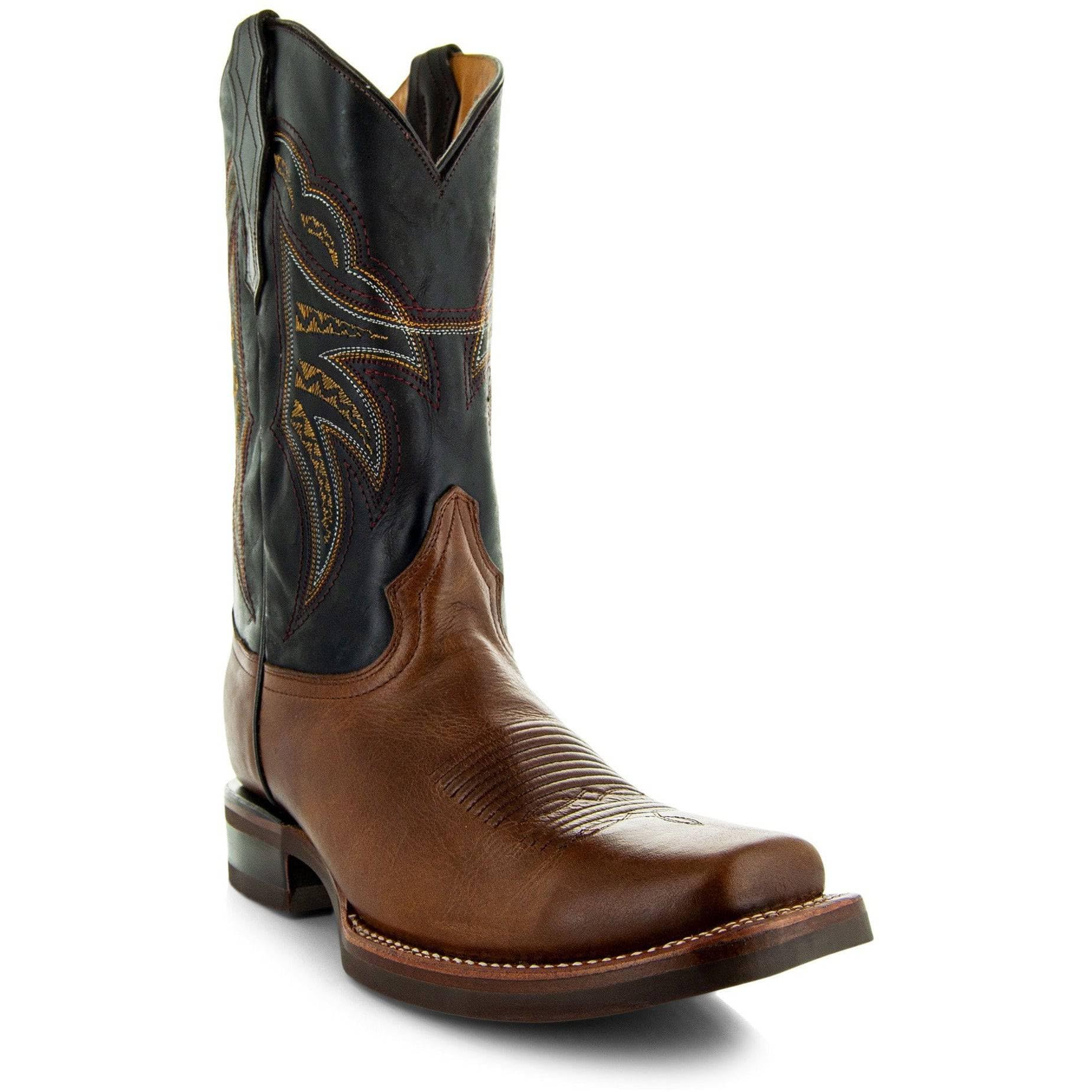 Soto Boots H4002 Men's Square Toe Cowboy Boots - Genuine Leather Western Boots for Rodeo, Country Dancing & Casual Wear