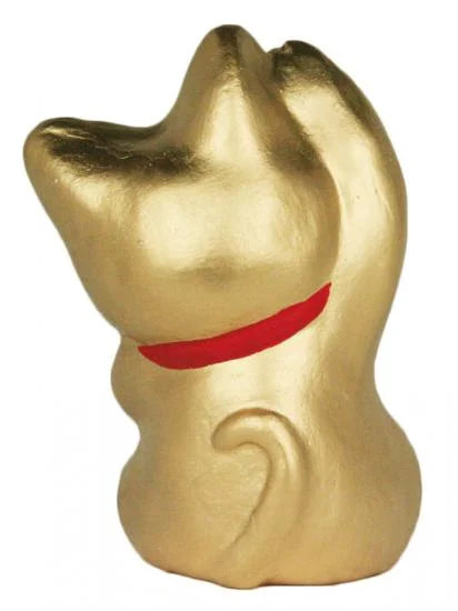 Authentic Japanese Nagahama Doll - Maneki Neko Lucky Beckoning Cat Figurine in Gold | Traditional Fortune Charm for Home, Office & Business Decor