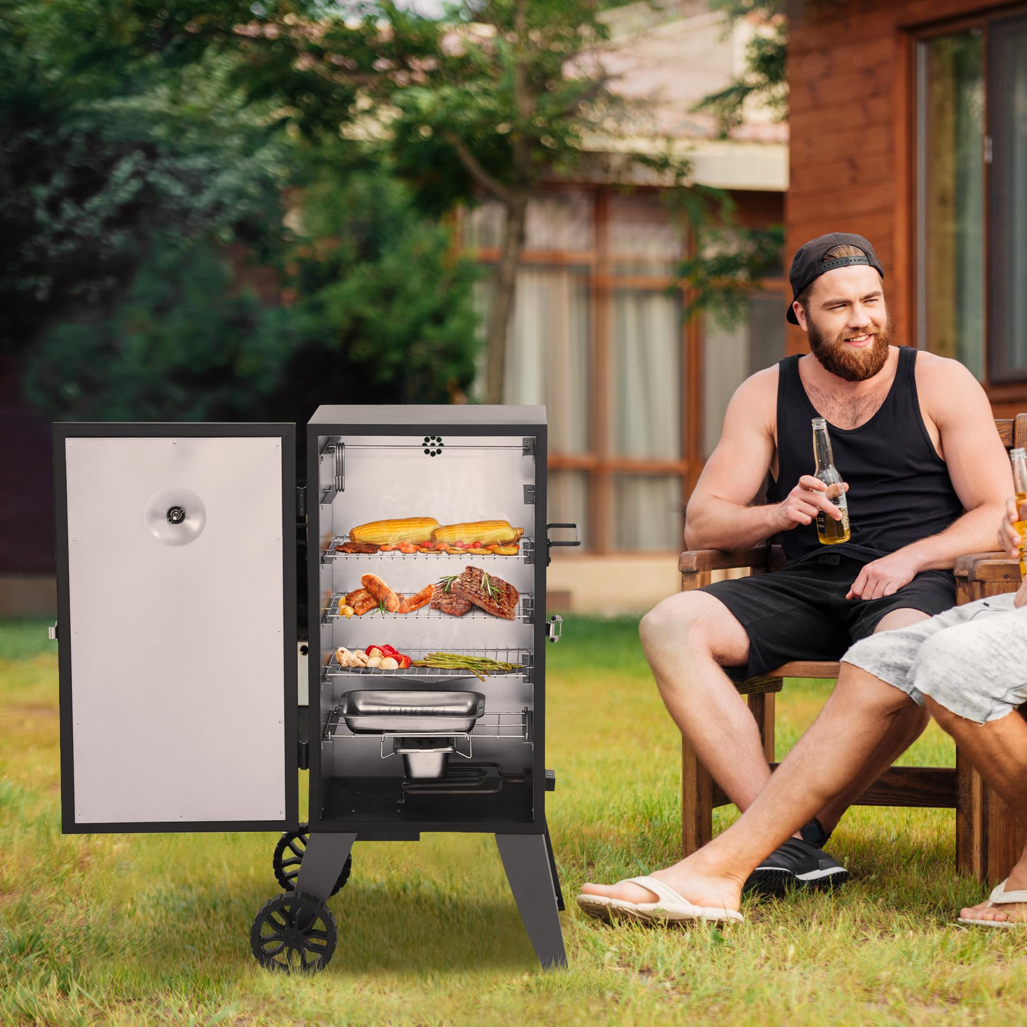 Royal Gourmet SE2805 28-Inch Electric Smoker - 3 Cooking Grates, Adjustable Temperature Control, 454 Sq. In. Cooking Area - Perfect for Backyard BBQ, Smoking Meats & Outdoor Cooking - Black
