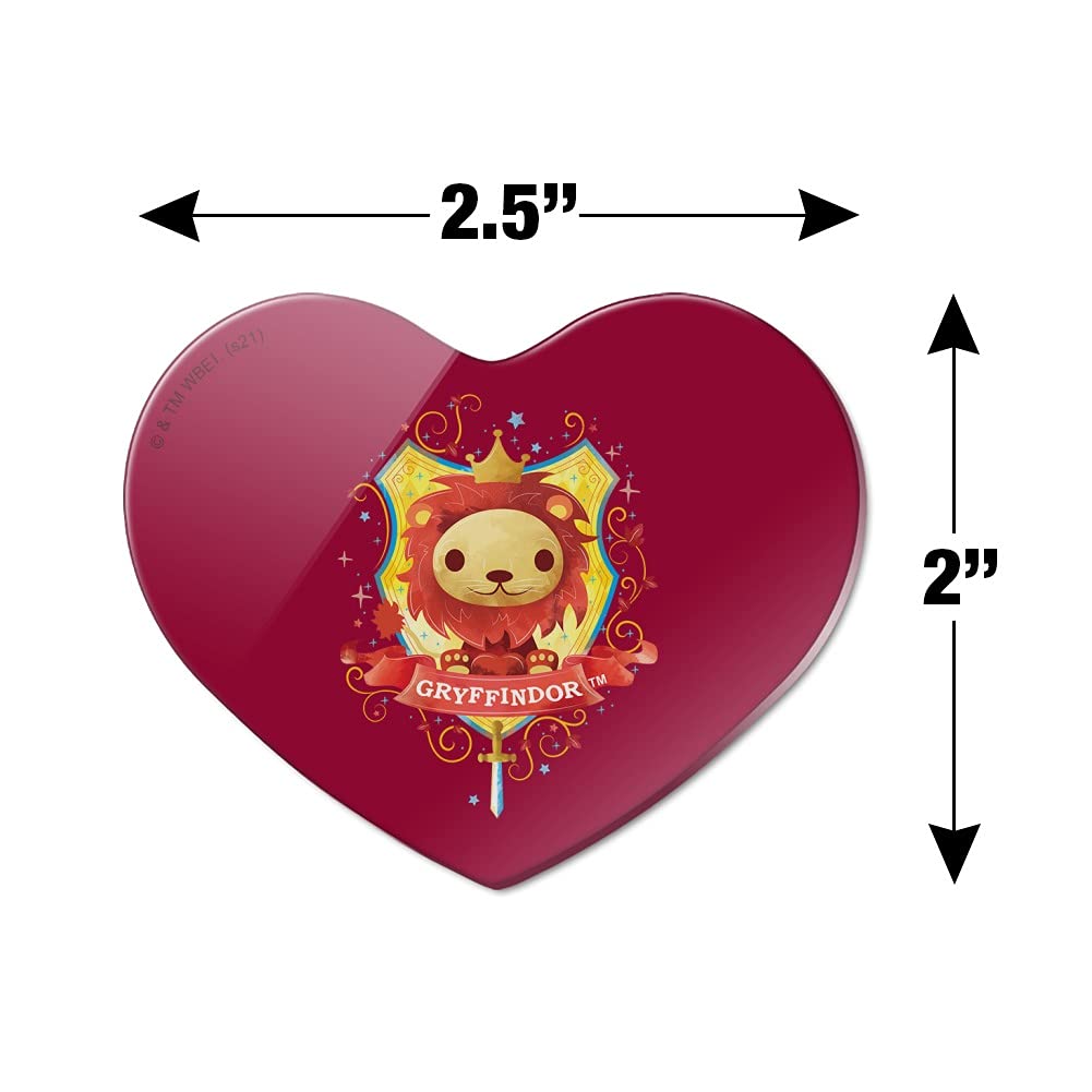Harry Potter Chibi Gryffindor Crest Heart Acrylic Refrigerator Magnet - Cute Collectible for Fans, Fridge Decor, Office & Home Organization Accessory