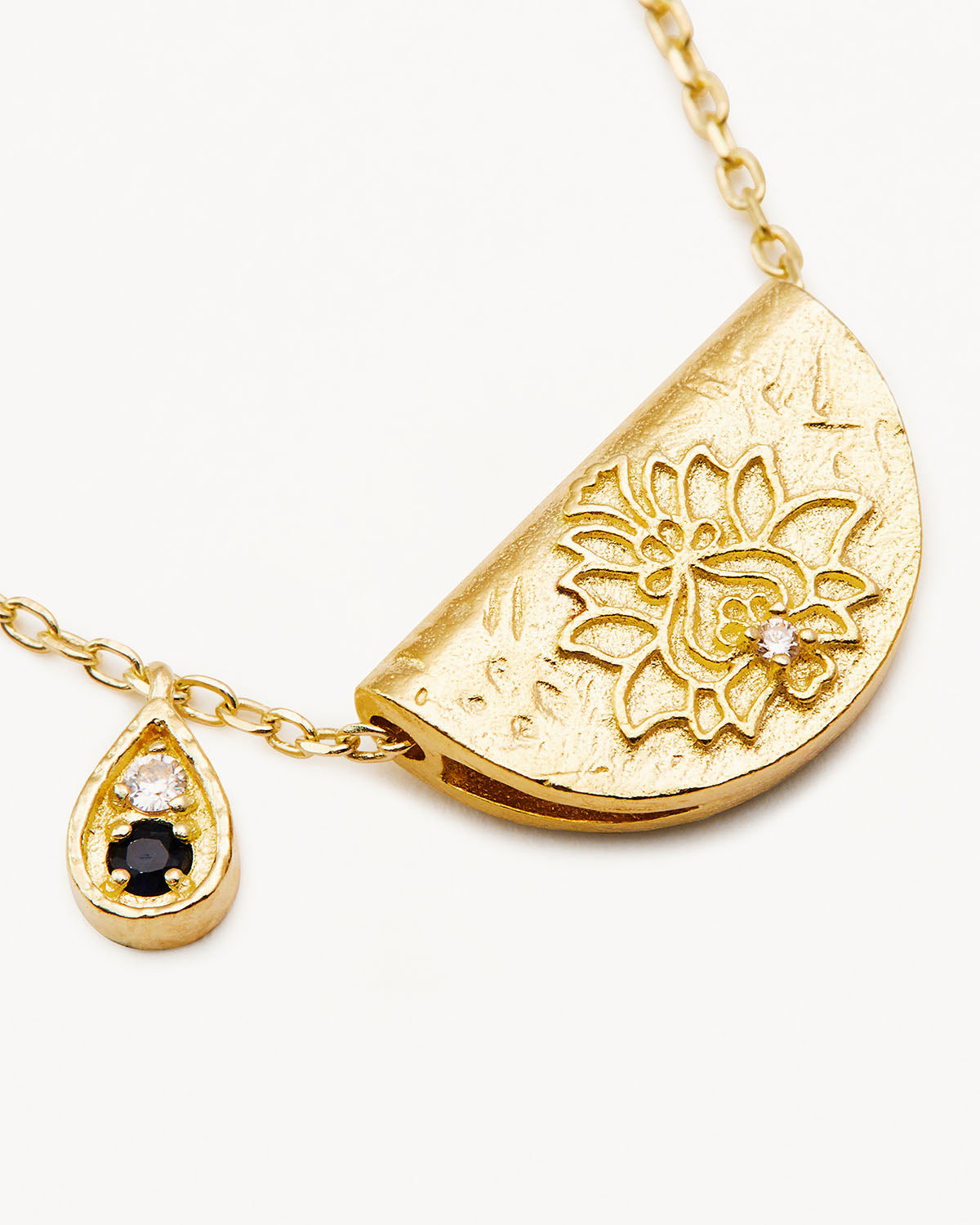 18K Gold Vermeil Lotus Birthstone Necklace - September Sapphire Pendant for Women | Elegant Jewelry Gift for Birthday, Anniversary & Special Occasions