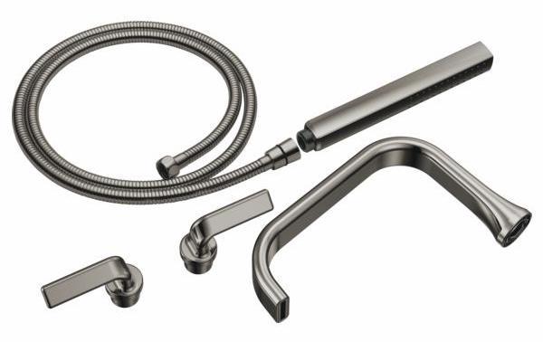Brizo Allaria 2-Handle Tub Filler Trim Kit with Twist Lever Handles in Brilliance Black Onyx - T70367 BNX (Body Assembly Sold Separately) - Perfect for Modern Bathroom Renovations and Luxury Spa Installations
