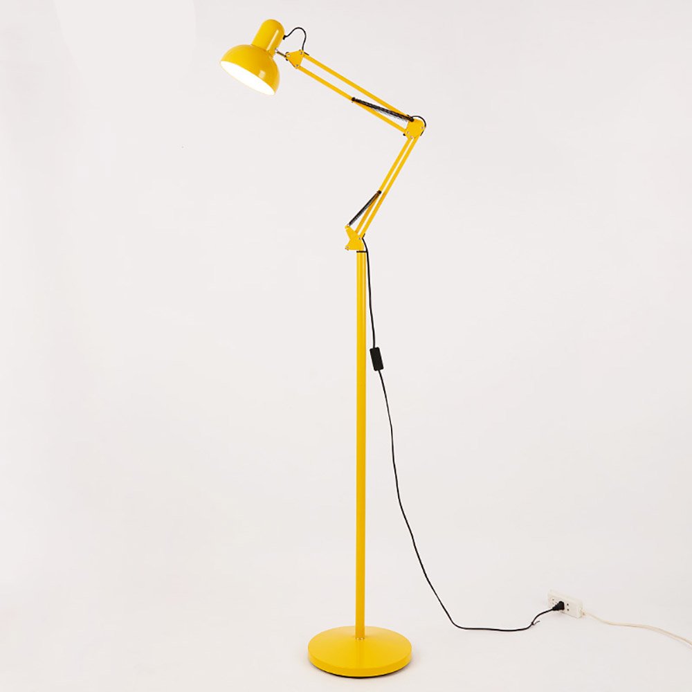 Modern Adjustable Floor Lamp - Long Arm Iron Scalable Design for Living Room, Bedroom, Study - Yellow Mahjong & Fishing Light - Perfect for Reading, Gaming & Relaxation