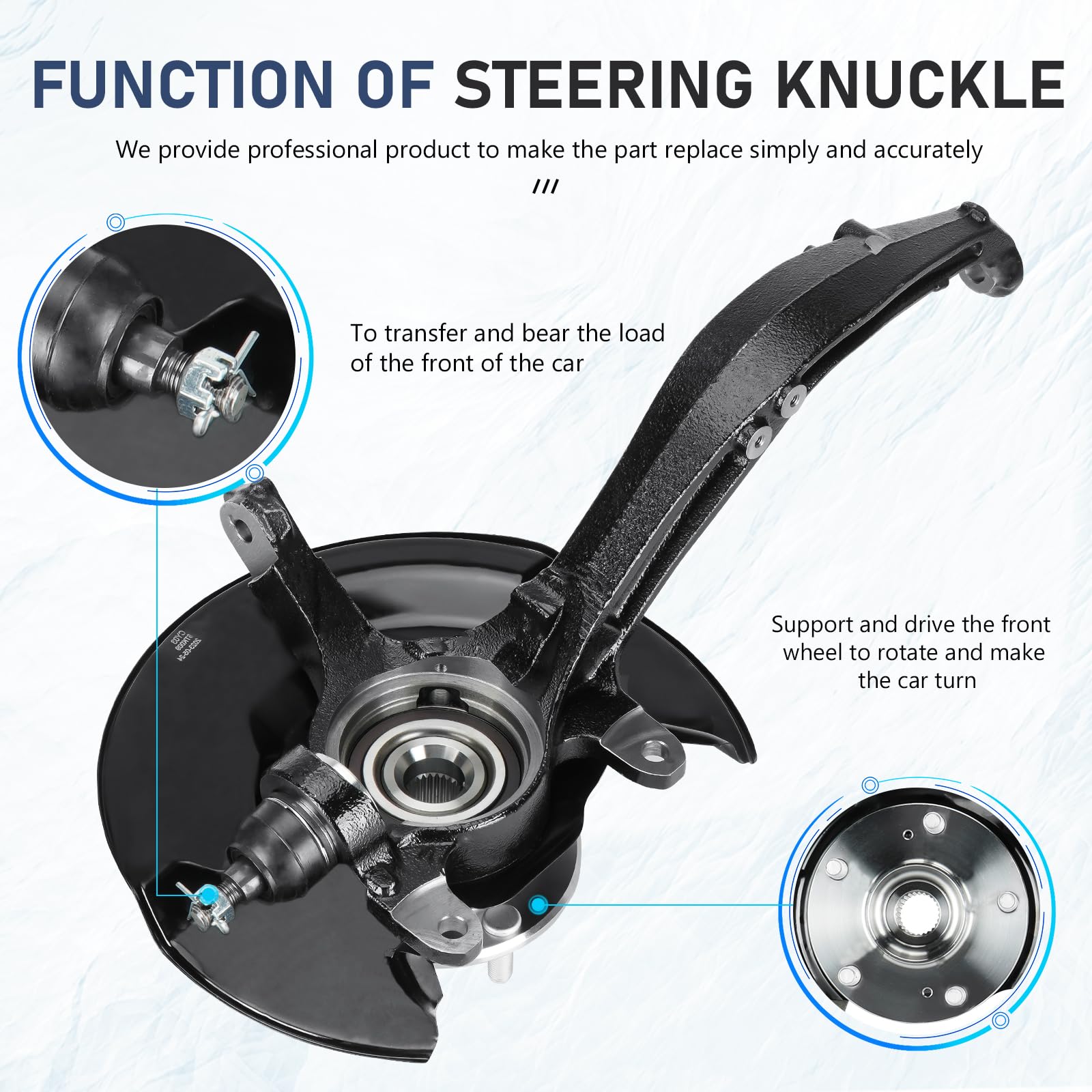 Honda Accord 2.4L Steering Knuckle & Wheel Hub Bearing Assembly Pair - Front Left & Right Passenger Side - Fits 2003-2007 Models - Replaces OEM #698-400 & 698-401 - Automatic Transmission - Perfect for Wheel Bearing Replacement & Suspension Repair
