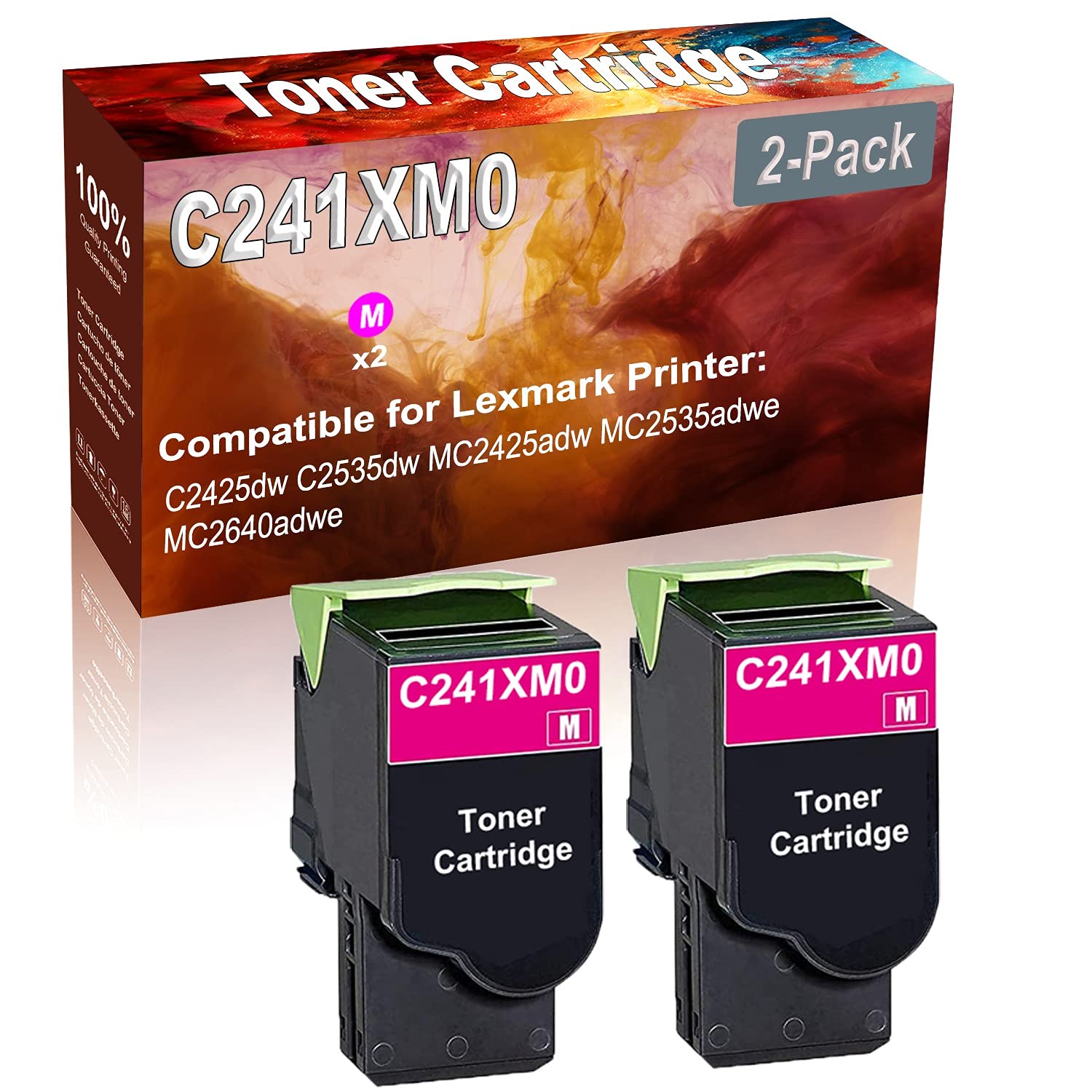 2-Pack High Yield Compatible C2425dw C2535dw Laser Printer Toner Cartridge (Magenta) - Replacement for HP C241XM0 Toner | Ideal for Office Printing, Business Documents & Home Use