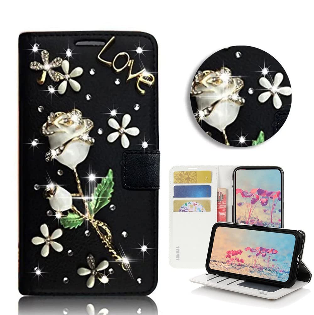 STENES Blossom Wallet Case for LG G8X ThinQ - 3D Floral Leather Cover with Magnetic Stand | Perfect for Daily Use & Travel
