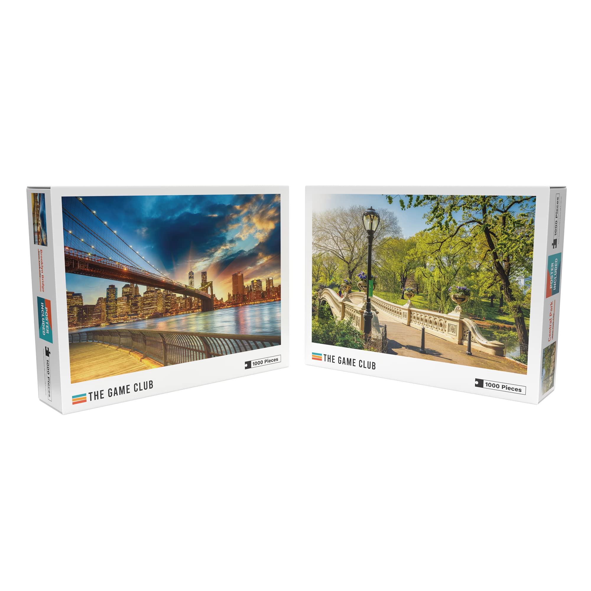 NYC Puzzle Pack - 1000-Piece Jigsaw Puzzles of Central Park & Brooklyn Bridge - Fun for Family Game Night