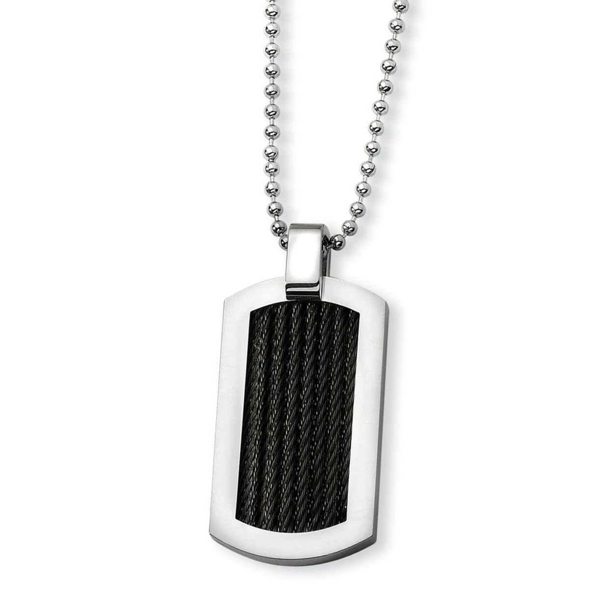Stainless Steel Polished Lobster Clasp Black Plated Cable Chain Dog Tag Necklace for Women - 24 Inch 25mm Wide Pet Jewelry for Everyday Wear & Gifts
