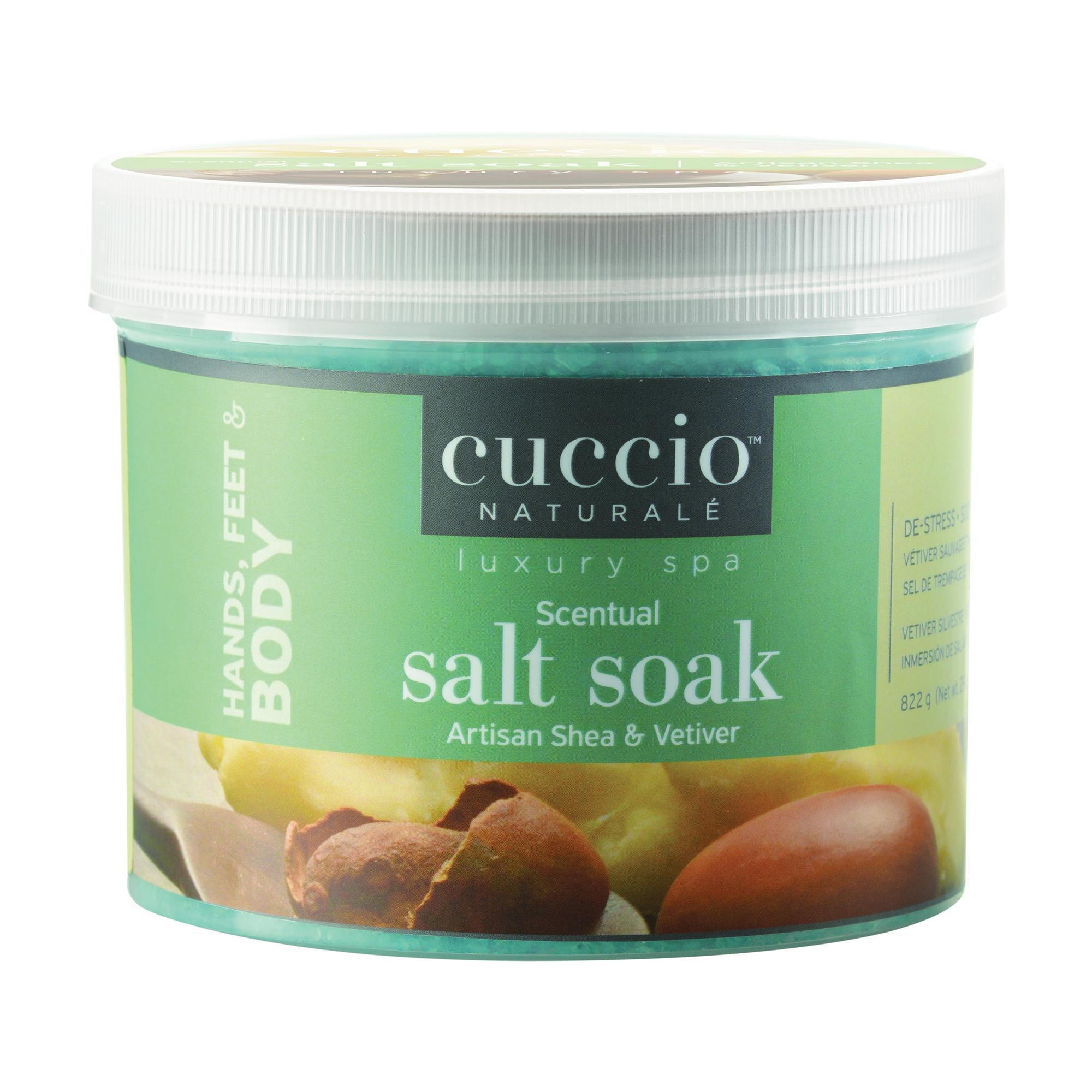 Cuccio Pedicure Scentual Salt Soak - 29 oz Relaxing Foot Soak for Spa, Pedicure & At-Home Self Care - Lavender & Eucalyptus Scented Mineral Bath Soak
