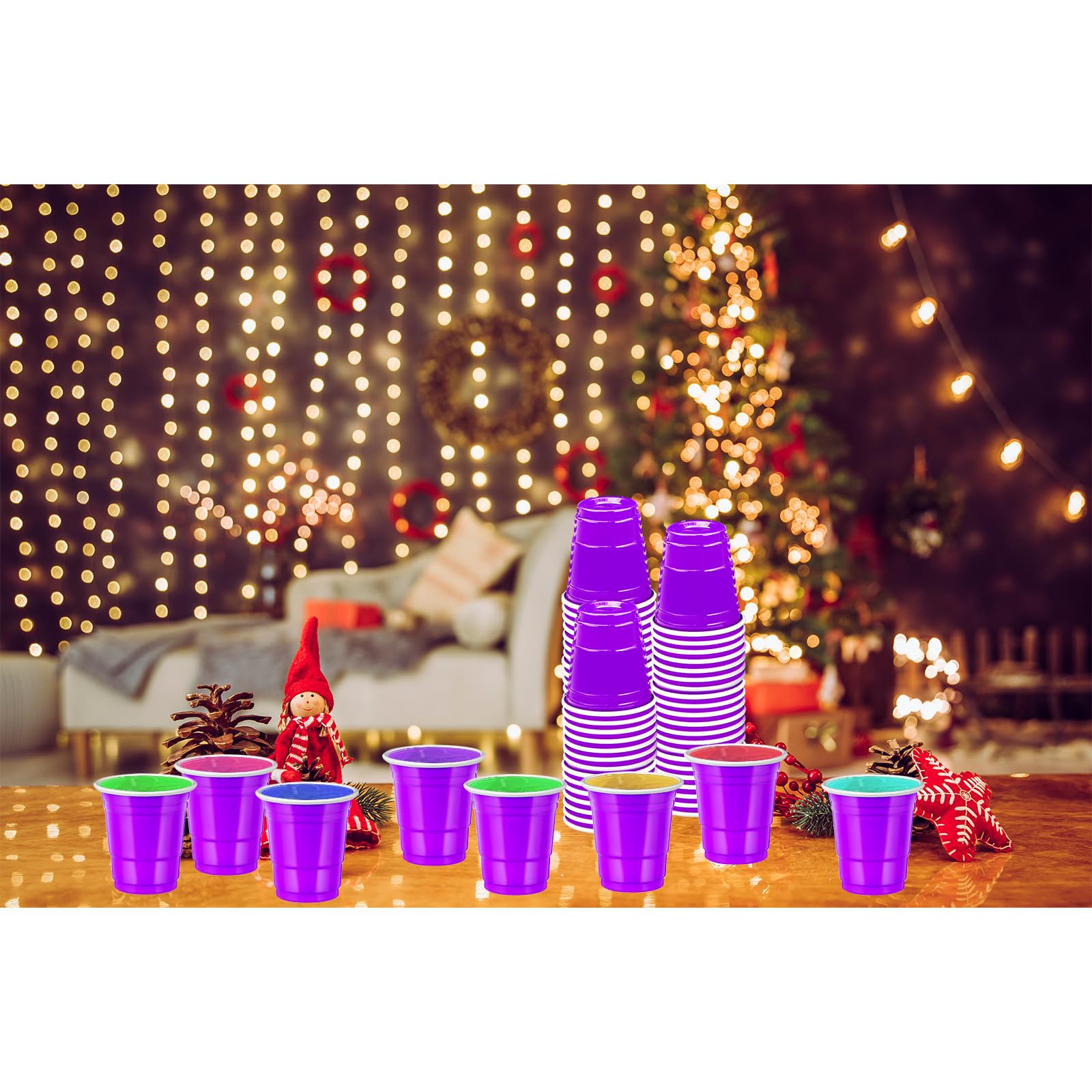 Purple Plastic Shot Glasses 2oz (500pcs) - Disposable for Drinks, Jello & Snacks