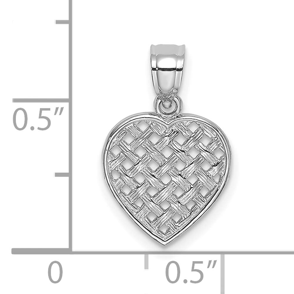 14K White Gold Woven Heart Charm Pendant - Dainty & Elegant Jewelry Gift for Women - Perfect for Valentine's Day, Anniversary & Romantic Occasions