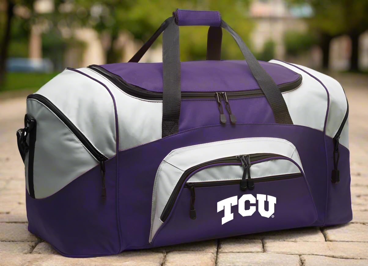TCU Duffle Bag - Texas Christian University Purple Gym & Travel Duffel Bag for Sports, Workout, and Weekend Getaways