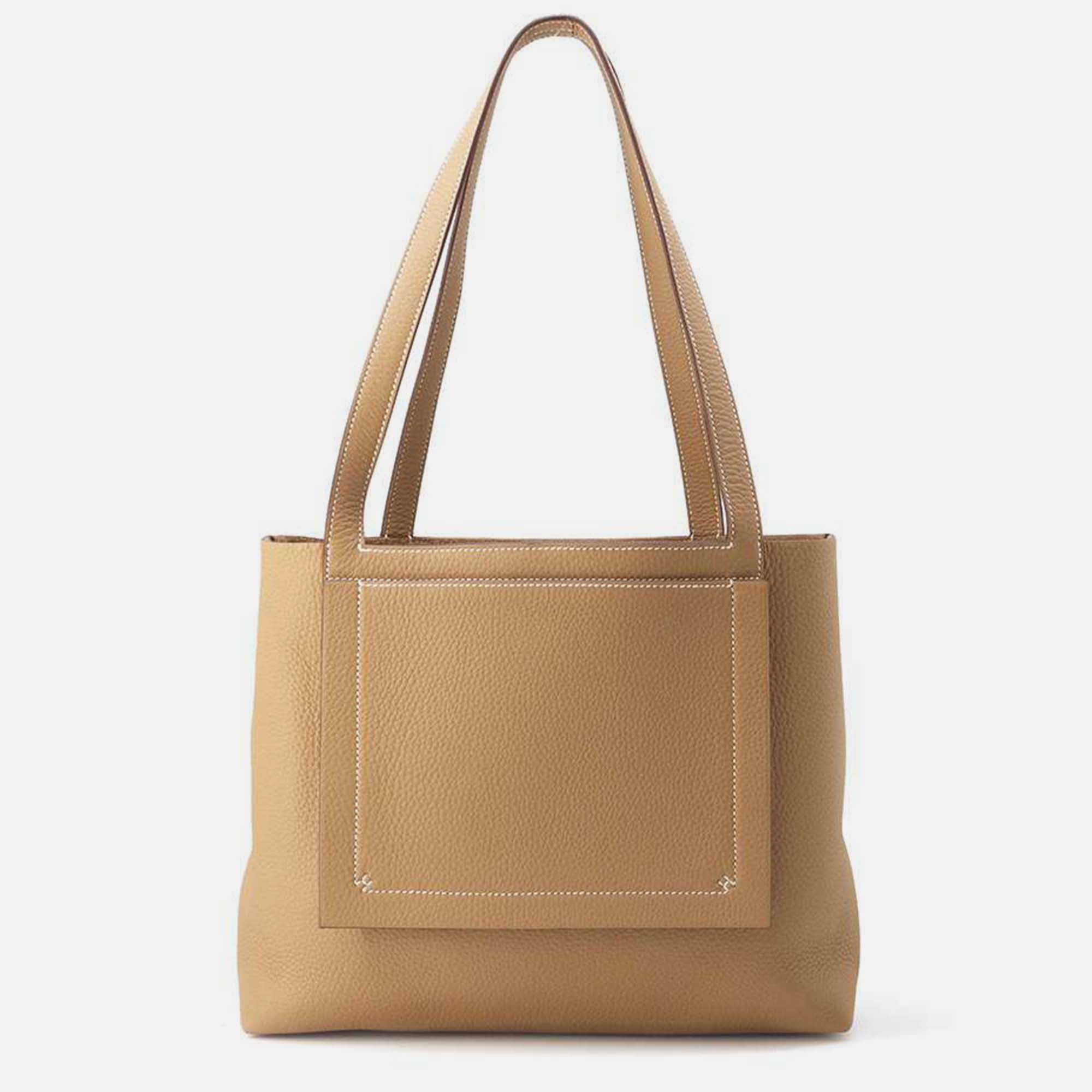 Luxury Clemence Leather Taurillon Biscuit Cabas Sellier 31 Handbag - Perfect for Work, Travel & Everyday Elegance