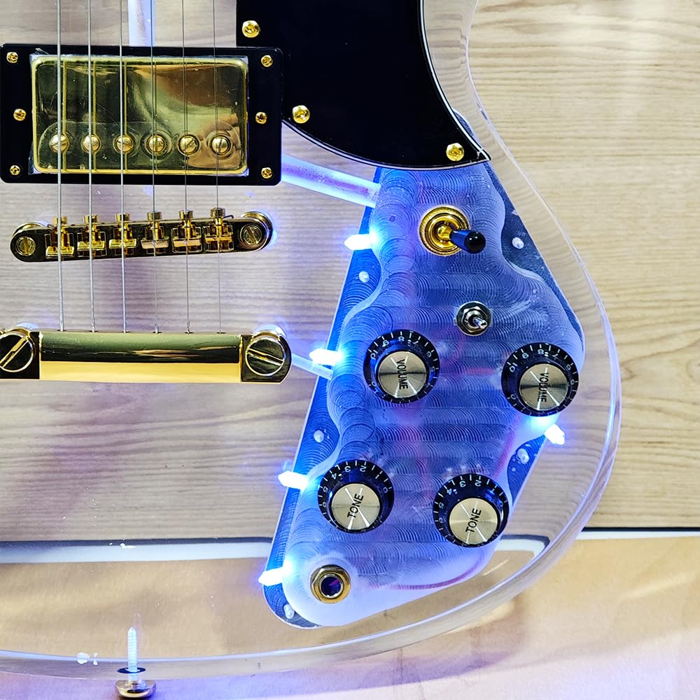 Transparent Acrylic Body LED Light Electric Guitar with Maple Neck - Crystal Clear Sweet Tone for Stage Performance & Home Practice (Kit-LED-SG)