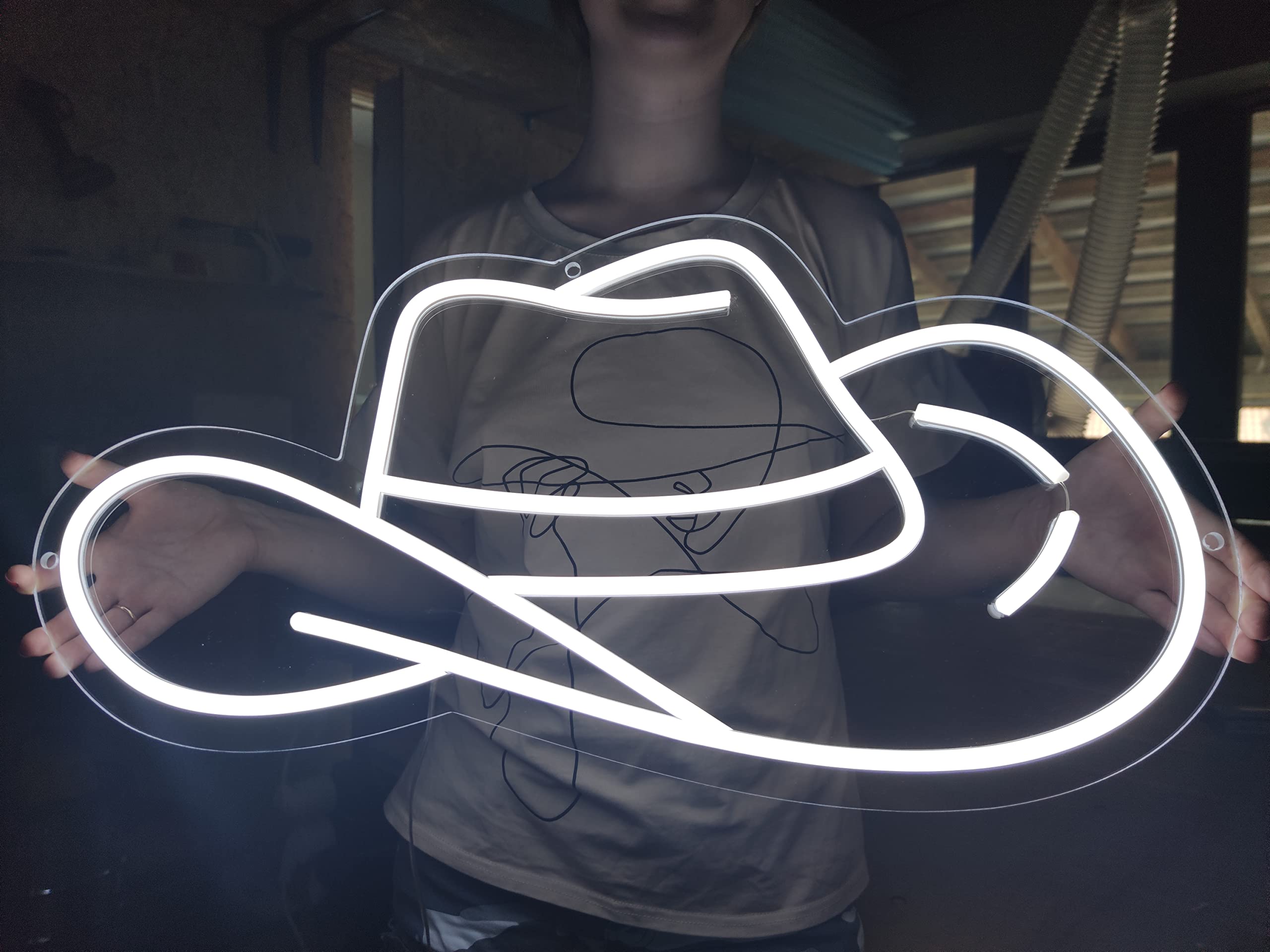 Blue Cowboy Hat LED Neon Sign - Western Themed Light Up Bar Decor for Home, Saloon & Ranch - 40 Inches