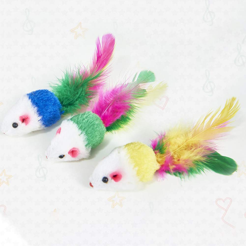 Smoro 20Pcs Cat Feather Mouse Toys - Interactive Kitten Toys with Feathers for Playful Cats - Fun Mini Mouse Catnip Toys for Indoor & Outdoor Playtime