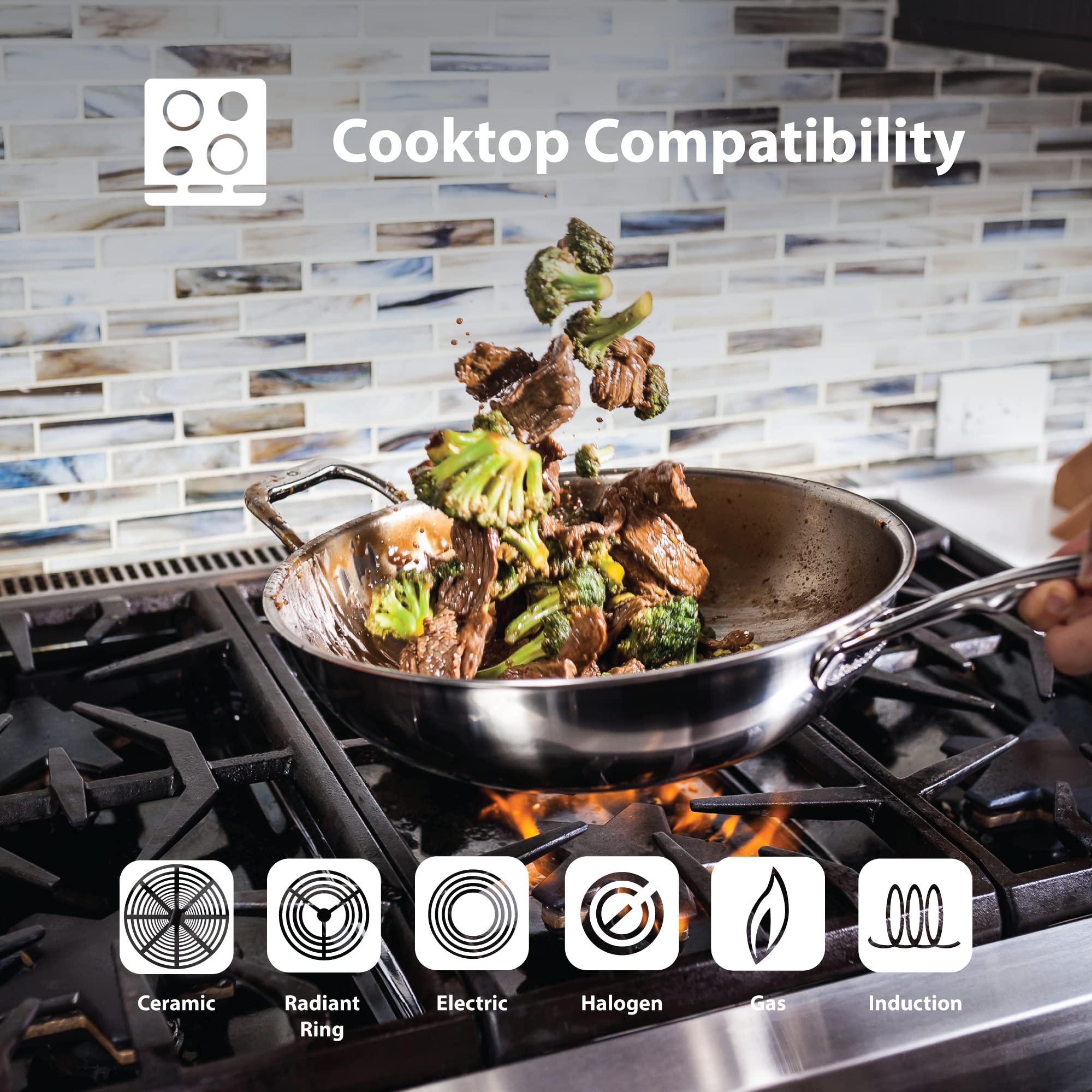 Premium Swiss Diamond 5-Ply Stainless Steel 4.2 Quart Sauté Pan with Lid - 11 Inch Induction Compatible Skillet, Oven & Dishwasher Safe - Satin Exterior Finish for Professional Cooking & Home Kitchen Use