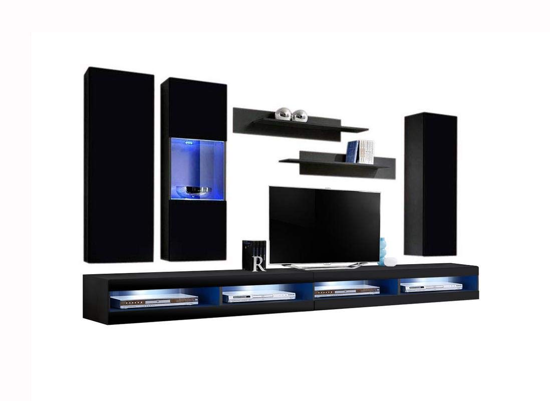 Modern Floating TV Stand with Storage & LED Lights - Wall-Mounted Entertainment Center for Living Room & Bedroom - 34