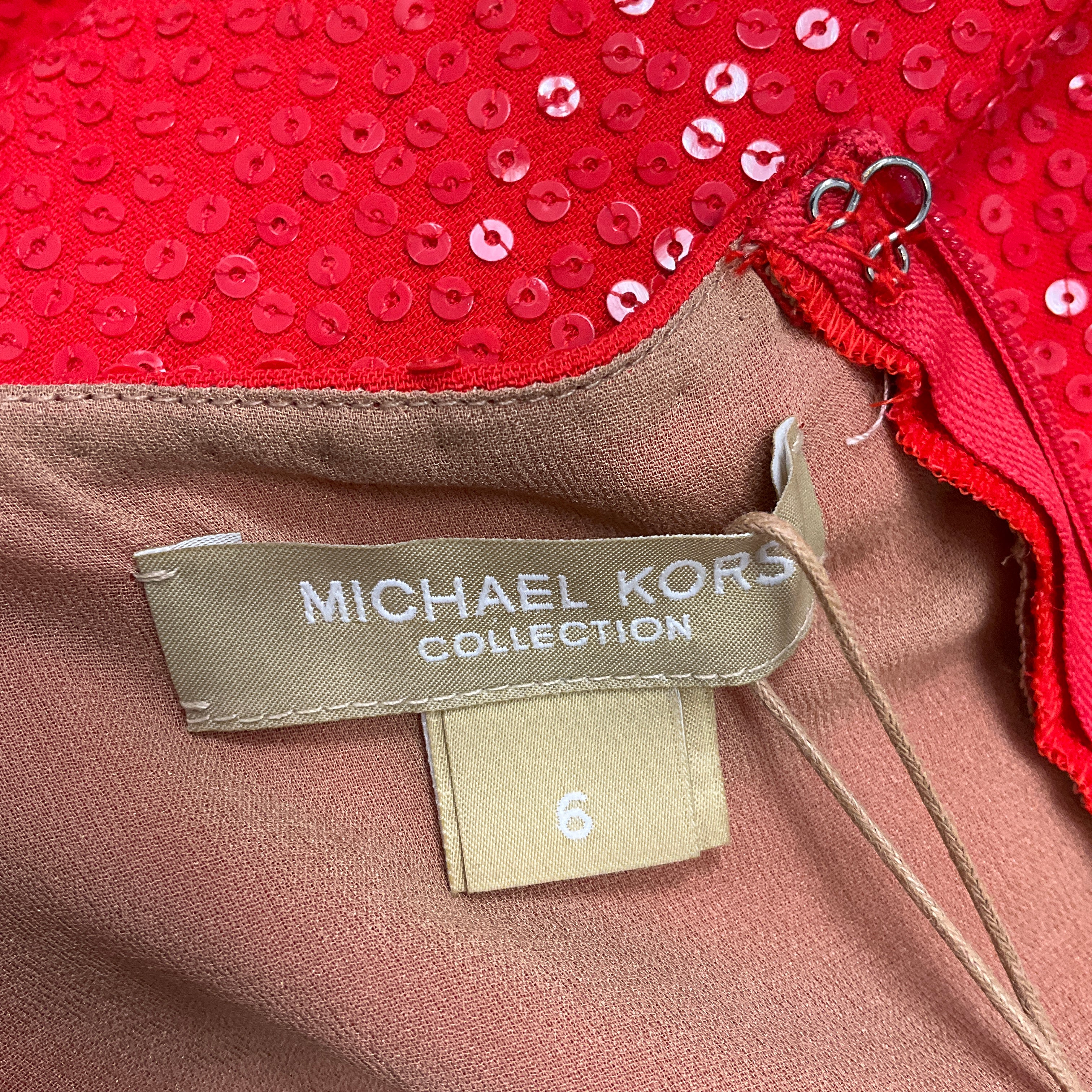 Michael Kors Coral Sequin Cocktail Dress with Tulle Trim - Elegant Evening Party & Special Occasion Wear